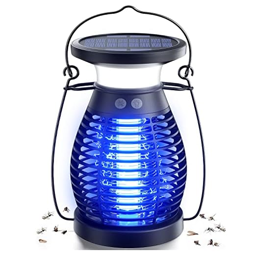 Bug Zapper for Indoor & Outdoor, 3 in 1 Solar Charging Mosquito Zapper with USB Cable, 4200V Electric Gnat Fly Trap/Waterproof Insect Killer/High Powered UV Light Lamp for Home Camping Garden Patio