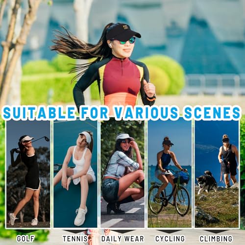 Image of Visors Hat for Women Sun Hat for Men Empty Top Black Running Visors Comfortable UV Protection Sun Visor for Travel Cycling