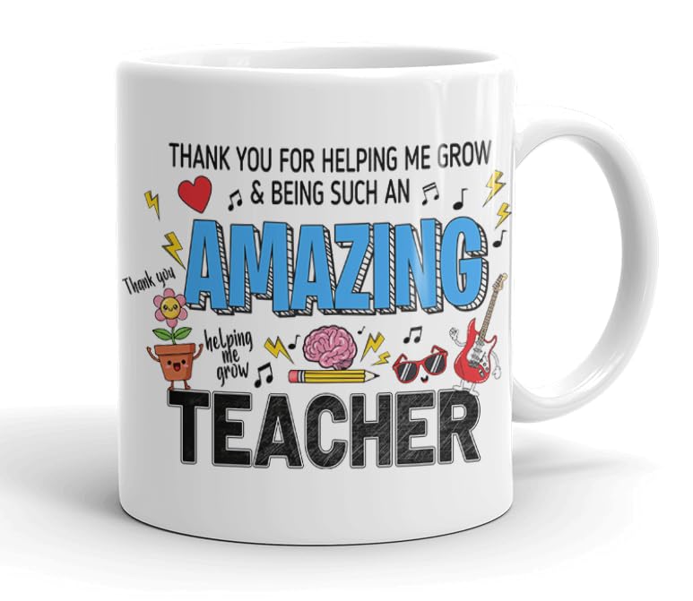 VIROSA Teacher Mug – “Thank You for Helping Me Grow and Being Such an Amazing Teacher” – End of Term Gift – 11oz Mug