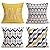 Fukeen Home Geometric Set of 4 Throw Pillow Covers Modern Accent Decorative 20x20 Inch Blue Yellow Grey Arrow Stripes Wave Abstract Pattern Pillow Cases Cushion Cover for Living Room Bed