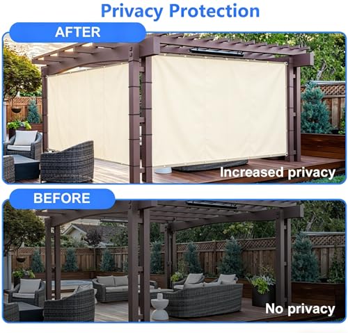 Toldo vela impermeable 1x2.5m crema rectangular con ojales para exterior y terraza 4