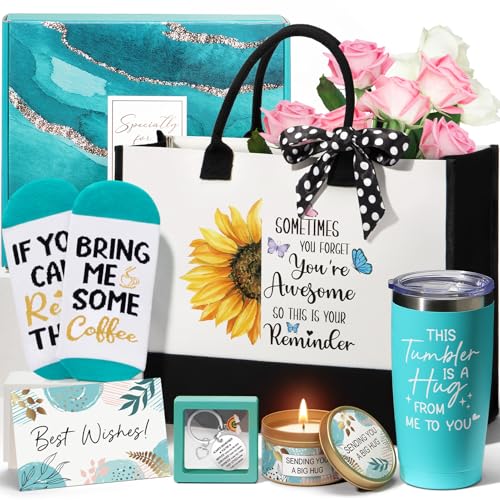 Image of Birthday Gifts Get Well Soon Gifts for Women, Thank You Gift Set for Women | Care Package Inspirational Self Care Gifts Box, Christmas Thinking of You Gift Basket for Women Mom Sister Friend w / Tote Bag