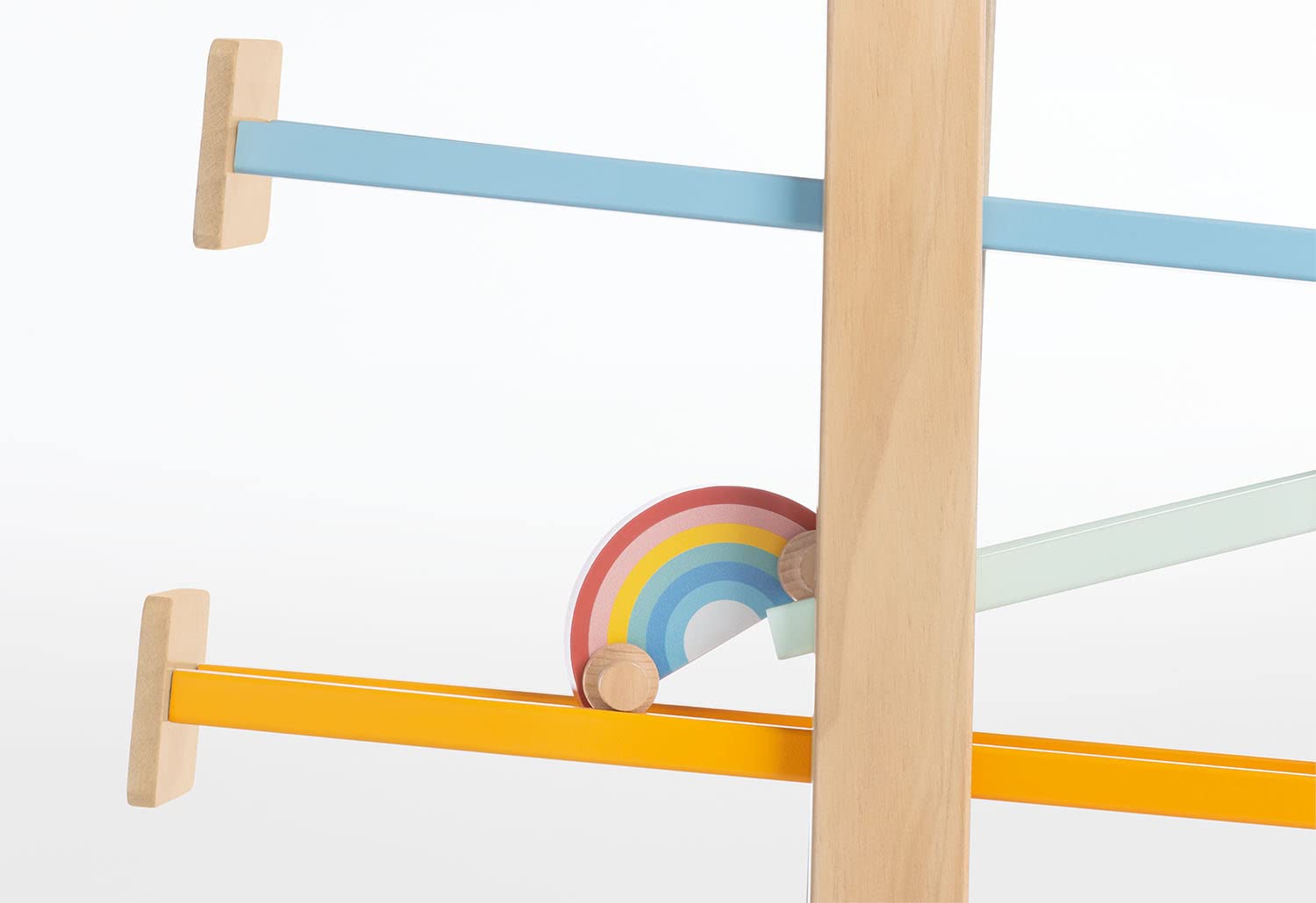 PINOLINO Regenbogen Kugelbahn Kuno, 8-teilig, aus Holz, L 68, B 25, H 56 cm, für Kinder von 3 – 6 Jahren