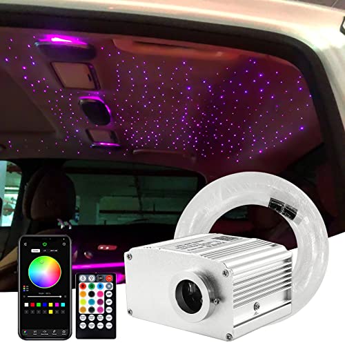 ATOKEE 10W Starlight Headliner Kit 200pcs 0.03in 6.5ft, Twinkle + Sound Activated Fiber Optic Car Star Roof Lights with APP/Remote Music Control