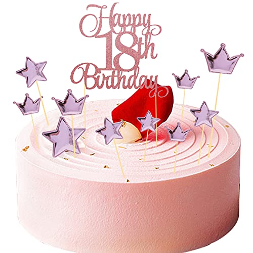 MQIAN 33 Pièces Déco Gâteau 18 Ans,Happy Birthday Cake Topper 18 Ans Rose Gold,Cake Topper Joyeux Anniversaire,Décoration Gâteau Anniversaire pour la Fête du 18e Anniversaire Cover