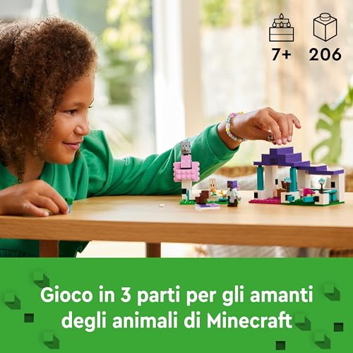 LEGO Minecraft Il Santuario degli Animali Giocattolo per Bambine e Bambini da 7 Anni in su, Regalo per Gamer e Fan, Modellino in Mattoncini del Bioma delle Pianure con Tanti Personaggi 21253 - Immagine 2