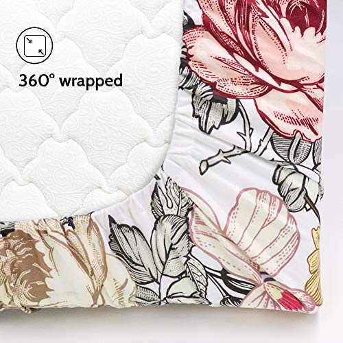 Image of Crib Sheets for Girl Boy, HNHUAMING Crib Sheet Fitted Fits for Standard Crib & Toddler Mattresses, Ultra Soft Breathable Baby Crib Sheets Neutral 52'' X 28'' inch Boho Crib Sheet, Daisy Floral