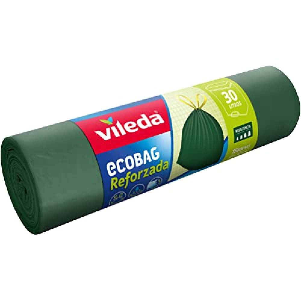 Vileda Reinforced Ecobag – 30 Litre Bin Bags, Pack of 15.