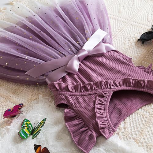 JBin Rich Girls Easter Princess Floral Dress 3-7Y, Flutter Sleeve & Ruffled Hem Party Dress, Soft Breathable Polyester2