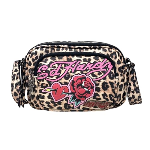 ED HARDY Womens Camera Crossbody Bag (Cheetah One Size)
