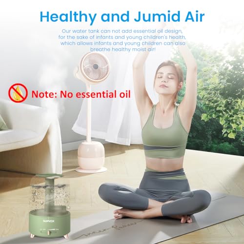 Image of Supvox Bedroom Humidifiers for Bedroom, Baby NurserHome Cool Mist Humidifier 4.2L Cold and Cough 360 Nozzle Rotation Ultrasonic Adjustable Air Humidifier with Mist Adjust Auto Shut-Off