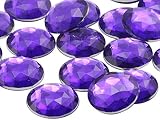 Allstarco 25mm Violet H132 Flat Back Round Acrylic Jewels Pro Grade - 20 Pieces (Violet)