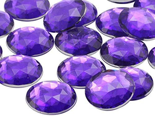 Allstarco 25Mm Violet H132 Flat Back Round Acrylic Jewels Pro Grade - 20 Pieces (Violet) #TOP9