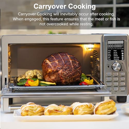 Nuwave Bravo XL Pro Smart Oven with Grill, Quicker & Crispier Results, Improved 100% Super Convection, Multi-Layer Even Cooking, 112 Foolproof Presets, 50-500F, Smart Probe, Stainless Steel, 30QT