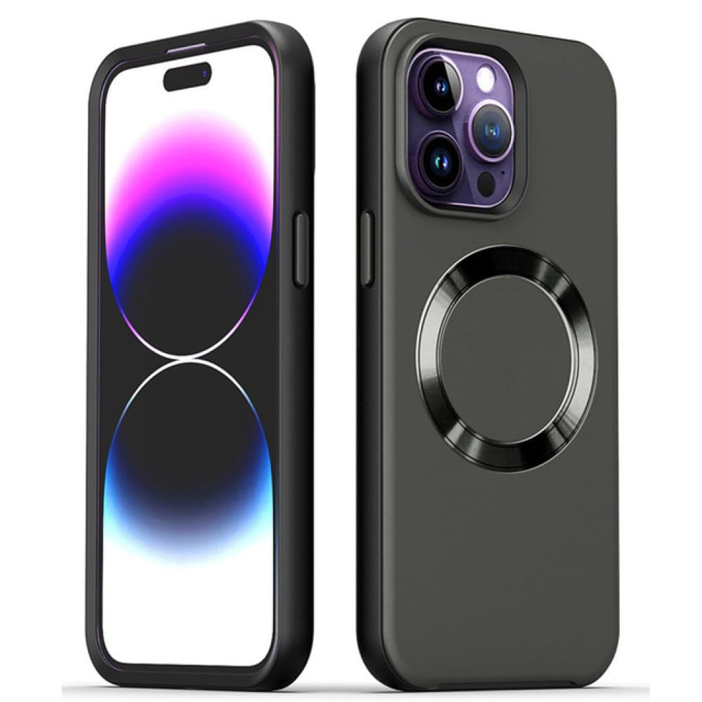 Coque magnétique sans fil iPhone 14 Pro antichoc dos mat noir