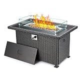 Vicluke Aluminum Fire Pit Table, Propane Fire Table for Outside,44in 50,000 BTU Auto-Ignition Fire T