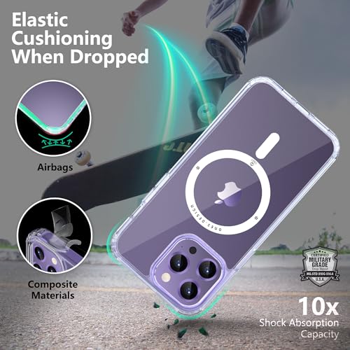 Image of ONES for iPhone 16 Pro Max Case Clear Magnetic Phone Case, Compatible with MagSafe【Military Grade Protection Shockproof Airbags】【Scratch-Resistant & Anti-Yellow 】 Thin, Transparent Silicone Cover