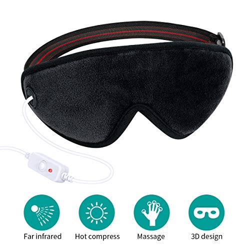 3D Heated Eye Mask, Far Infrared Electric Eye Massager, Reusable Moist Heat Eye