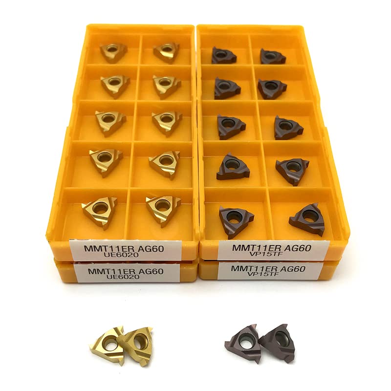 MMT 11IR AG60 UE6020 Thread Turning Tool Cutting Tool External Threading Lathe Tool 11IR AG60 Carbide Insert CNC Turning Insert (Size : MMT11ER AG60 VP15TF, Color : 10PCS (1 box))