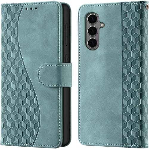 Image of Flip Wallet Case for Samsung Galaxy S25 FE PU Leather Fog Green | RFID Blocking 3 Card Slots, Built-in Kickstand, Shockproof Protective Flip Phone Cover for Samsung S25 FE