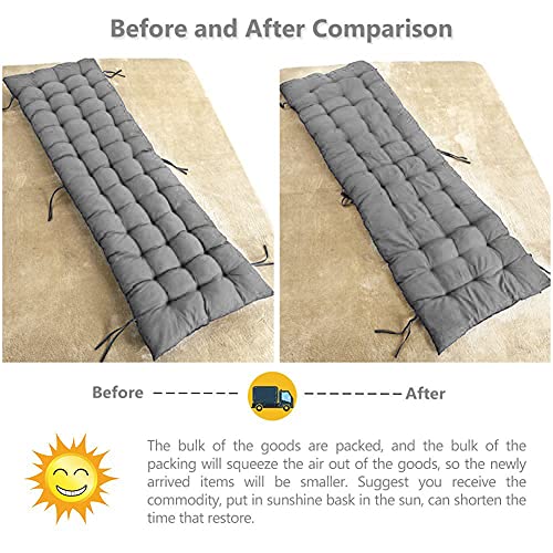 Moonase 61Inch Sun Lounger Chair Cushions, Sundlight Patio Cushions Chaise Outdoor Mattress Recliner Quilted Thick Padded Seat Cushion Reclining Chair Rocking With Ties (Grey) #TOP6