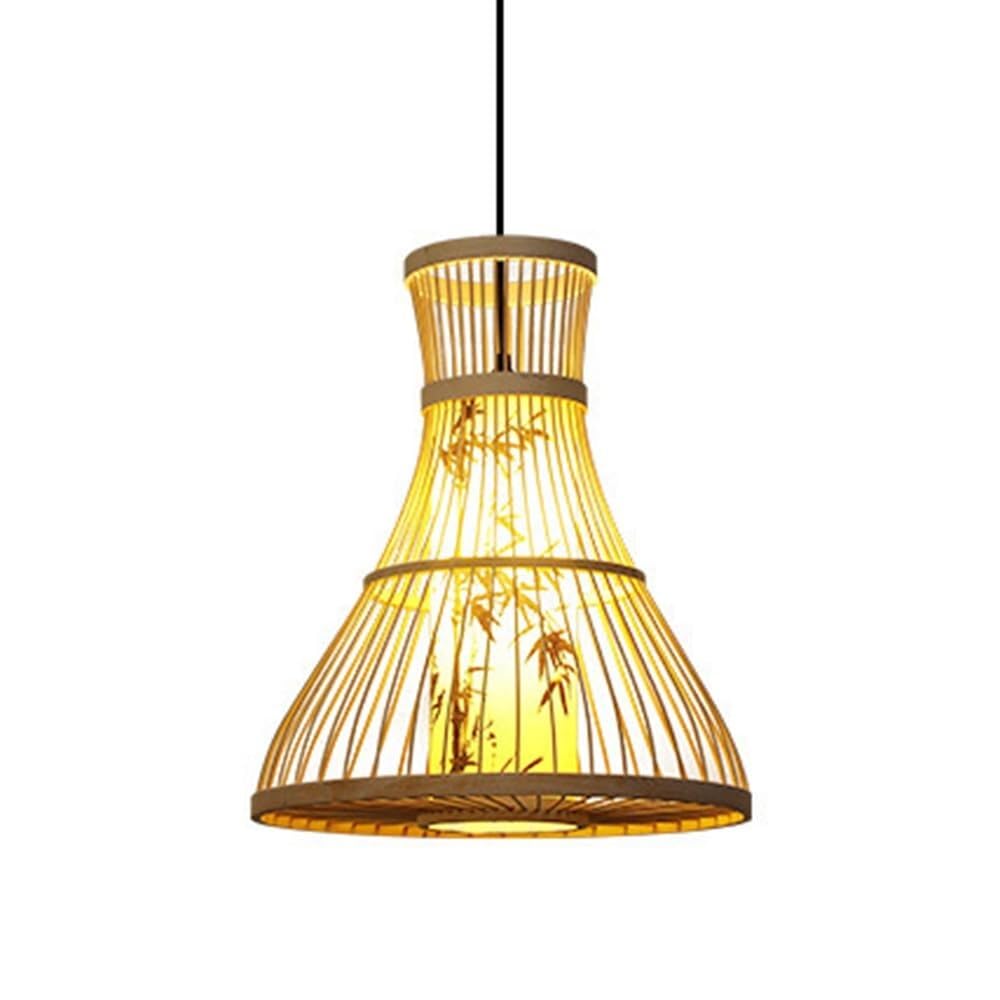 TONFON Bamboo Zen Decor Chandeliers Handmade Wicker Hanging Lamp