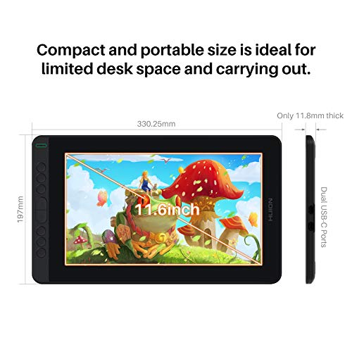 Huion Kamvas 12 Drawing Tablet With Full-Laminated Screen Usb-C Connection Tilt Support, 11.6-Inch Graphics Tablet For Digital Art, Design, Education, Work With Mac, Pc & Mobile, Black #TOP4