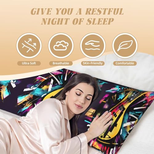 Housse de coussin de corps graffiti musical taie longue 50x150 cm