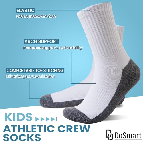 Image of DoSmart Kids Athletic Crew Socks Boys Girls Classics Cotton School Uniform Childs Sports Breathable Casual Socks 10 Pairs