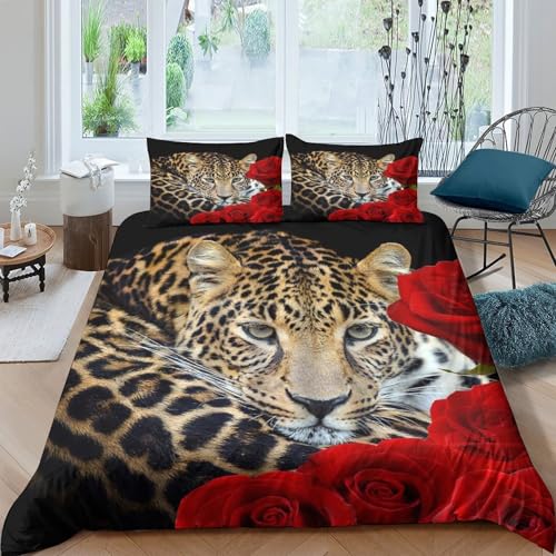 Housse de couette léopard super douce et hypoallergénique en microfibre
