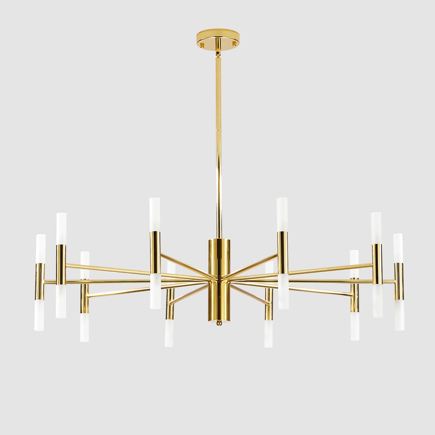 Contemporary Large 20 Lights LED Chandelier Gold Vintage Sputnik Chandelier Light Fixture Mid Century Modern Dining Room Chandelier White Acrylic Chandelier for Living Room Bedroom