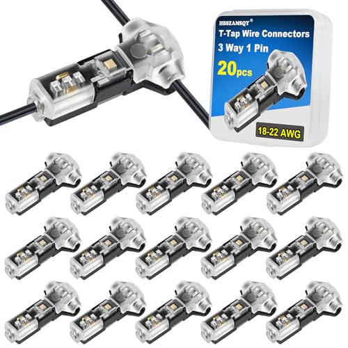 Connecteurs en T pour fils 18-22 AWG pour installation LED et câblage audio de voiture