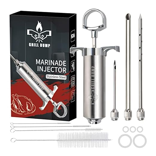 Grill Bump Meat Injector Syringe Kit with 3 Professional Marinade Injector Needles for BBQ Grill Smoker, Turkey and Brisket; 2-oz Large Capacity, Including Paper User Manual, Recipe E-Book (PDF)