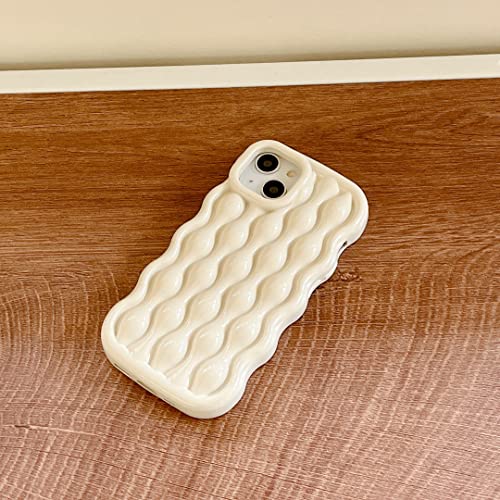 Zcdaye For Iphone 13 Case, Cute Glossy 3D Water Ripple Pattern Phone Case Curly Wave Frame Case Solid Color Back Tpu Shockproof Cover For Women Girl Compatible With Iphone 13(6.1 Inch) - Beige #TOP1