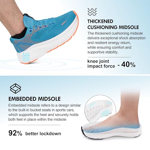 JACKSHIBO Wide Toe Box Shoes for Men Arch Support Shoes Wide Width Sneakers for Running Walking Athletic Tennis Orthopedic Plantar Fasciitis Workout with Thick Cushioned Zero Drop Sole 6