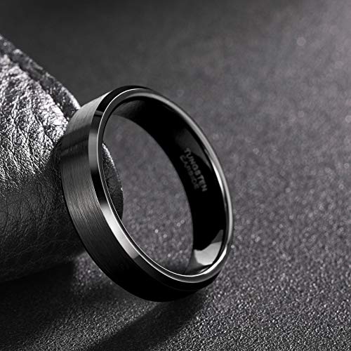Image of Frank S.Burton Tungsten Ring for Men Women 3mm 4mm 6mm 8mm Beveled Edge Matte Silver Band Comfort Fit Size 4-15