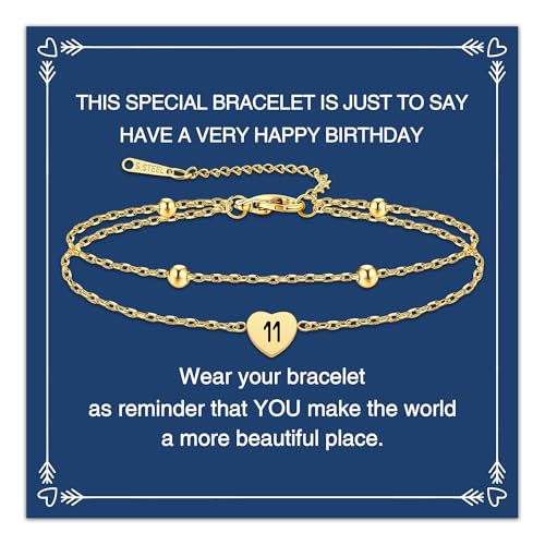 Birthday Bracelet for Women Gold Dainty 13-95th Birthday Gifts for Sister Mom Daughter and Friend Personalized Number Bracelet Jewelry Gifts for Her