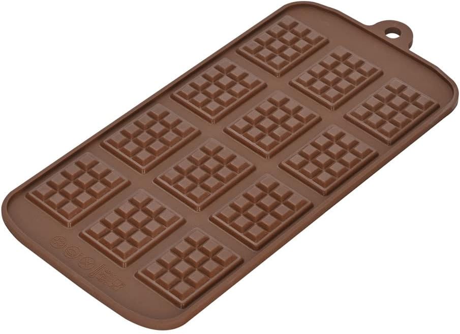 DIY Baking & Pastry Tools,12 Cavity Waffles Cake Chocolate Pan Silicone Mold Baking Mould,Cooking Tools - Brown