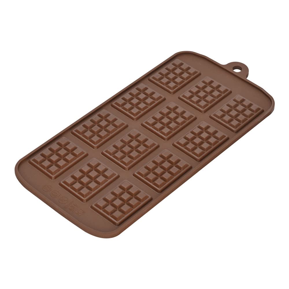 COOLBABY DIY Baking & Pastry Tools,12 Cavity Waffles Cake Chocolate Pan Silicone Mold Baking Mould,Cooking Tools - Brown
