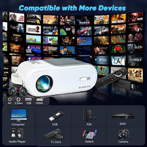 Image of EGate i9 Pro Full HD Projector with HD 720p Native 2400 Lumens 210 ANSI, 120 inch max Screen (3.04 m) | VGA, AV, HDMI, USB, SD (2 Year Warranty)|(EGi9) (Black)