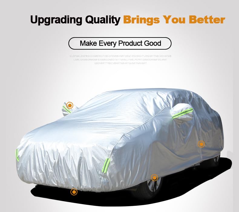 JIGUOOR Full Car Cover, Outdoor Dustproof Windproof Snowproof Cover Sun Rain Dust All Weather Protection (495 * 190 * 150 cm) - Image 3