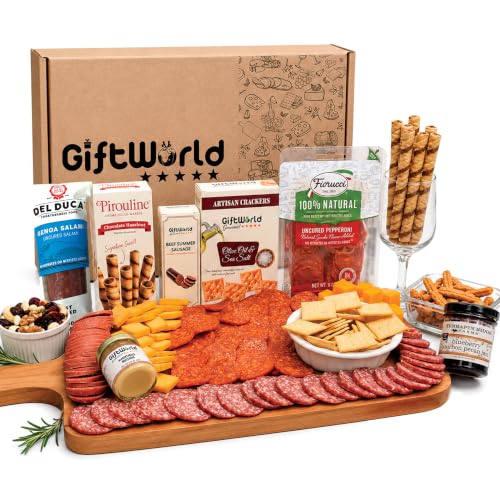 Deluxe Meat and Cheese Gift Basket Assortment Charcuterie Food Items