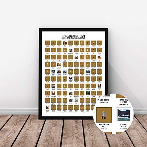 Mappinners The Greatest 100 Hikes of the National Parks Scratch Off Travel Print 16x20