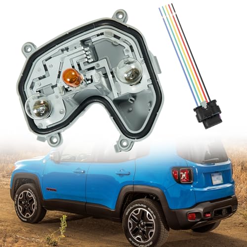 Right Passenger Side Rear Tail Light Lamp Holder Bracket with Harness Compatible with Jeep Renegade 2015 2016 2017 2018 2019 2020 2021 2022 2023 Rear Tail Lamp Housing Replace # 68270837AA 68458452AA
