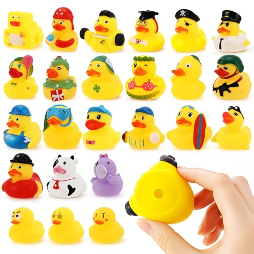 Halinuia 24 Patos de Goma Coloridos Pato de Goma para Baño y Pato de Baño, Juguetes para Bañera, Bonitos Patos de Goma para Niños, Baby Shower, Fiestas de Cumpleaños Infantiles, Playa