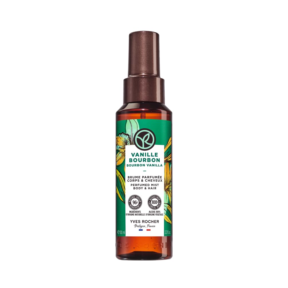 Yves Rocher - BRUME PARFUMEE Parfümiertes Duftspray - Körper & Haarspray - Tägliche Erfrischung - Natürliche Inhaltsstoffe - Mit Duft von Bourbon Vanille - Vegan und hautfreundlich - 100 ml