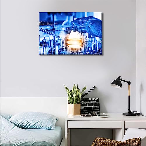 Image of Clinical Laboratory Artwork Wall Decor 1 Pieces Scientist Hand Holding Test Tubes Laboratory Research Pictures Wall Decor Living Room Medical Modern Artwork Print on Canvas Ready to Hang (12 inchWx18 inchH)