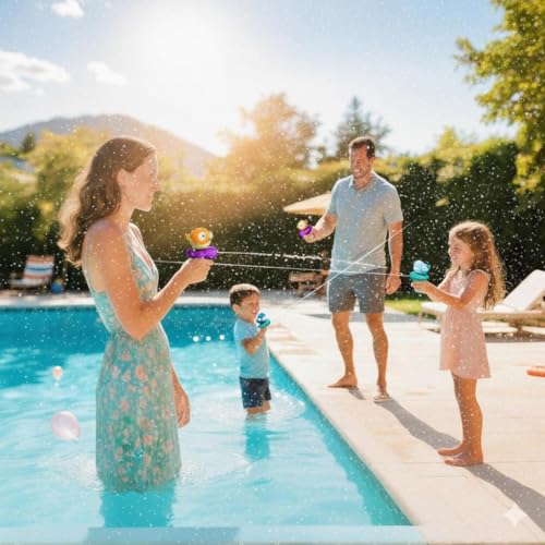 Water Guns for Kids,4 Pack Cartoon Mini Squirt Guns 6-20 Ft Lon Range Squirt Blasters Gun Water Pistols for Kids, Outdoor Swimming Pool Beach Party Small Water Gun Toy for Boys Girls Toddler - image 6
