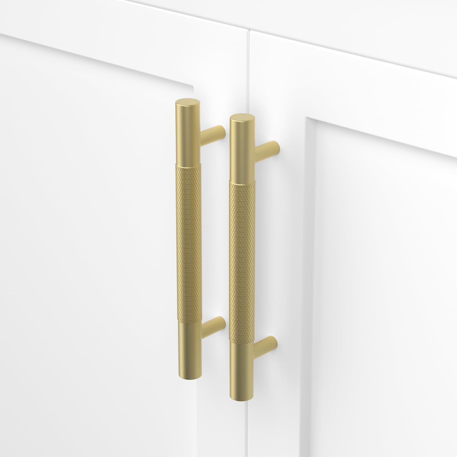 LONTAN 10 Pack Gold Kitchen Cupboard Handles 128mm Hole Centers Sandy Gold Handles Aluminium Alloy, Hole Center 128mm - Image 4
