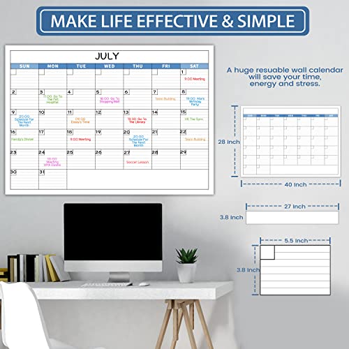 Large Dry Erase Calendar - Dry Erase Calendar For Wall, Undated Monthly Wall Calendar Laminated, 27.8"X 40", Blank Reusable Calendar Planner With Ample Daily Boxes, Notes For Home, Office, Classroom #TOP6